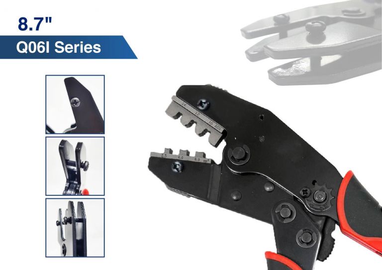 The Q Series 8.7" Fixed-Type Ratchet Crimper is engineered for professionals seeking precision and versatility. This hand tool supports a wide range of terminal types—including insulated, non-insulated, BNC, open barrel, cord end, waterproof (Weather Pack, Superseal 1.5, Deutsch), TE Timer, Yazaki, and Anderson Power connectors. It features an efficient ratcheting mechanism, quick-release safety lever, adjustable crimping force, and ergonomic non-slip handles for repeatable, high-quality crimps.
